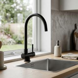 black-modern-kitchen-faucet-sink